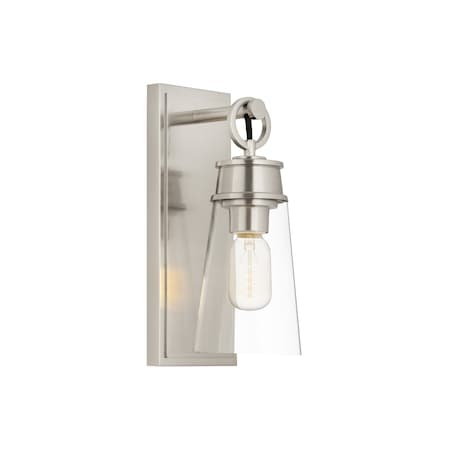 Z-Lite Wentworth 1 Light Wall Sconce, Brushed Nickel & Clear 2300-1SS-BN
